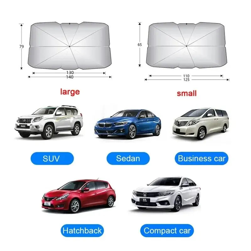 Car Sunshade Umbrella Windshield Folding Front Parasol Umbrella Type Sun Shade for Car Window Summer Sun Protection Accessories