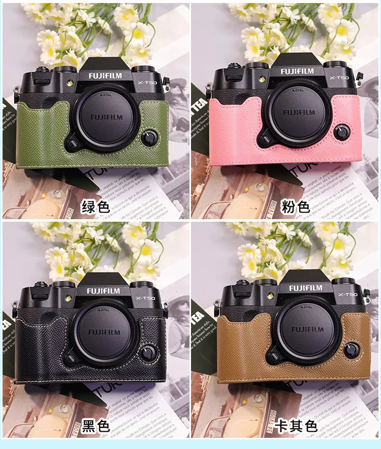 Suitable for Fuji X-T50 camera leather base micro single retro simple protective base leather cover wrist strap accessories