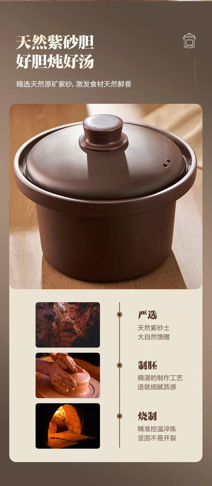 Electric Stew Pot - Household, Purple Clay, Ceramic, Porridge, Fully Automatic Appliance.