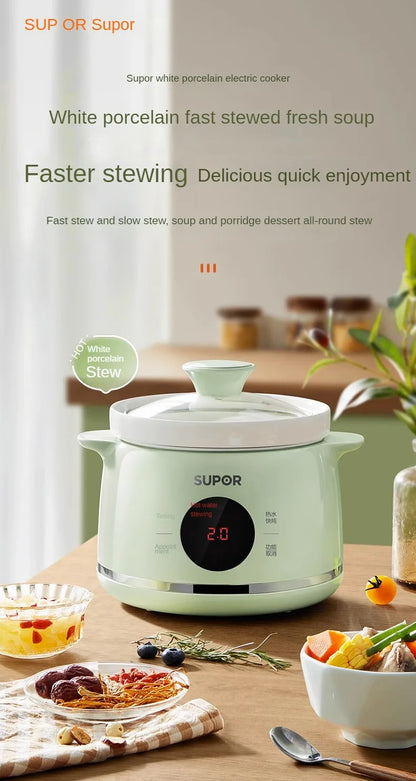 Electric Stewpot Porridge Cooking Health Care BB Pot Ceramic Automatic Stew Soup Pot Slow Cooker Small Stew Pot 1-2 People