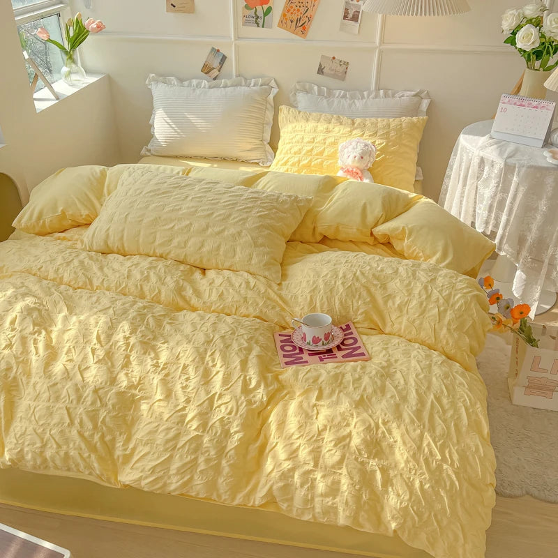 3pcs Soft Duvet Cover Set (1*Duvet Cover + 2*Pillowcase, Without Core), Bubble grid Print Bedding Set, Soft Comfortable