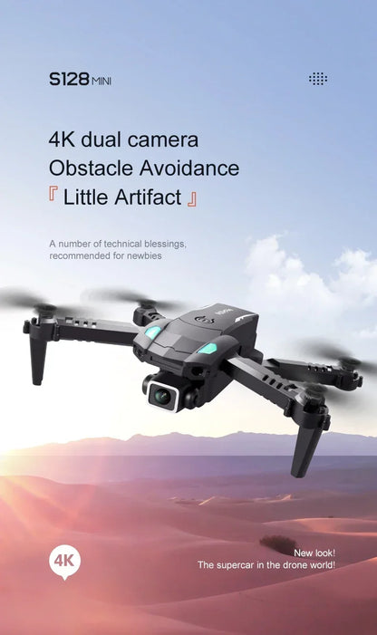 New S128 Mini Drone 4K Professional HD Camera switching Three Obstacle Avoidance Air Pressure Fixed Height Foldable Quadcopter