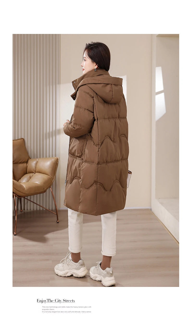 XL-8XL Oversized Outerwear Women Winter Long Parkas Hooded 2024 Casual Loose Thick Warm Lady Jackets Plus Size Women Clothing