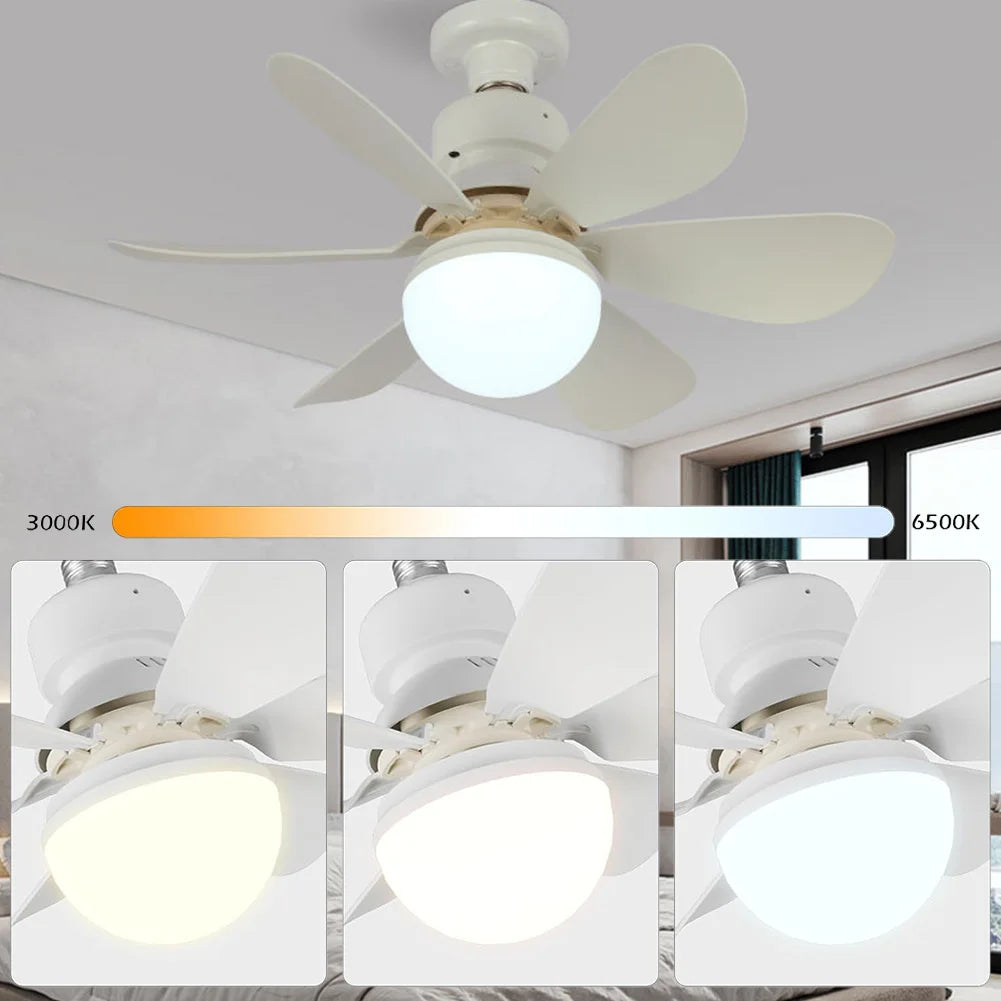 E26/27 Socket Silent Ceiling Fan Home Living Room Hanging Fan for Bedroom Ceiling Fan With Lighting Lamp With Remote Control