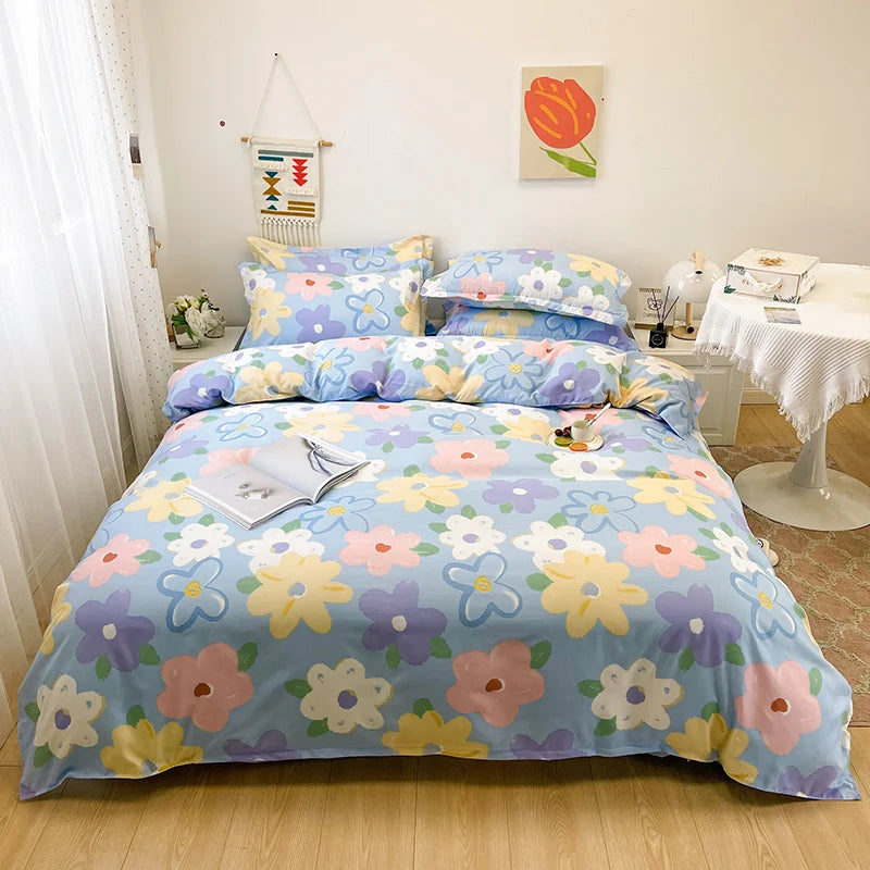 3pcs Bedding Printing Skin-friendly Cotton Quilt Cover Student Dormitory Home Single And Double Bed Quilt Cover Pillowcase