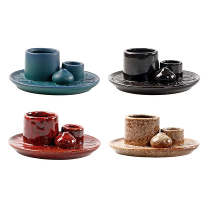 4 in 1 Incense Burner Minimalist Incense Plate Aromatherapy Stove Living Room Ceramic American Decoration Incense Insert