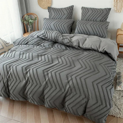 High Quality Ripple Cut Flowers Queen Bedding Set Comfortable Wave Striped Duvet Cover Set Single Double Bed Quilt Cover Sets