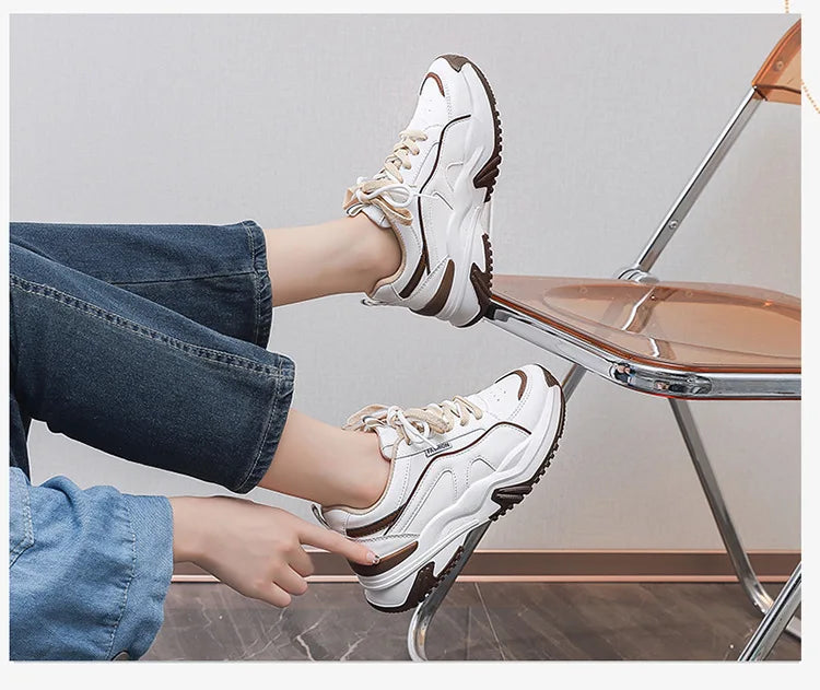 Women's Casual Sneakers Trendy New All-match Vulcanized Shoes 2025 Womens Outdoor Height-enhancing Daddy Shoes Zapatos De Mujer