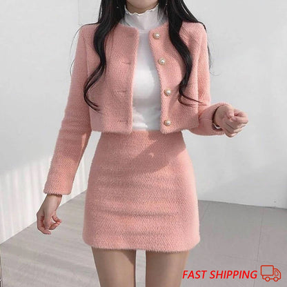 New In Spring Summer Korean Fashion Sweet Women's Suits with Mini Skirt Two-pieces Set Woman Dress Casual Elegant Tweed Suits