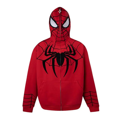 Marvel anime cartoon Spider-Man hooded sweatshirt for women pure cotton new spring and autumn cardigan couple zipper jacket gift