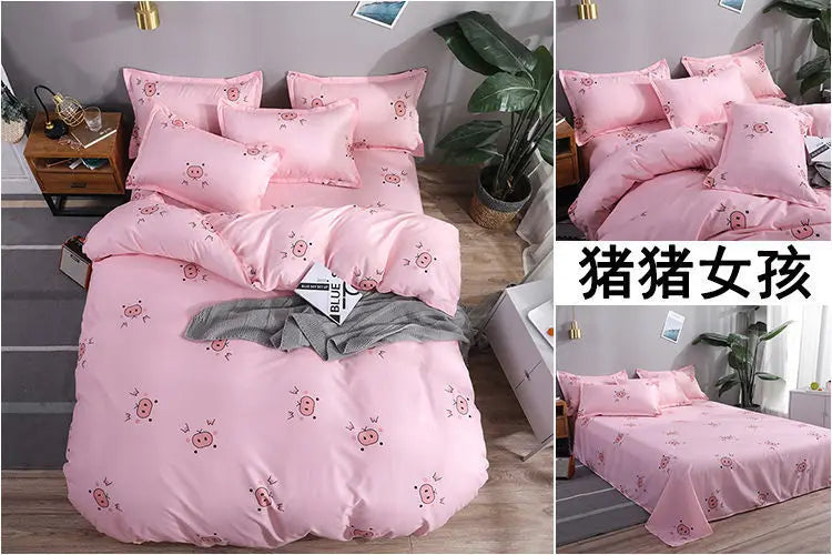 Sanrio Hello Kitty Cotton Bedding Set Cute Double Flat Sheet Duvet Cover Pillowcase Bed Linens Girl Dorm Bedclothes Home Textile