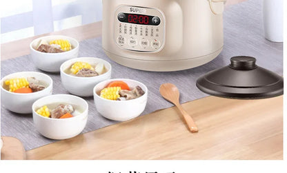 Electric stew pot, household purple ceramic soup and porridge pot, automatic porridge cooking artifact, casserole stew cup