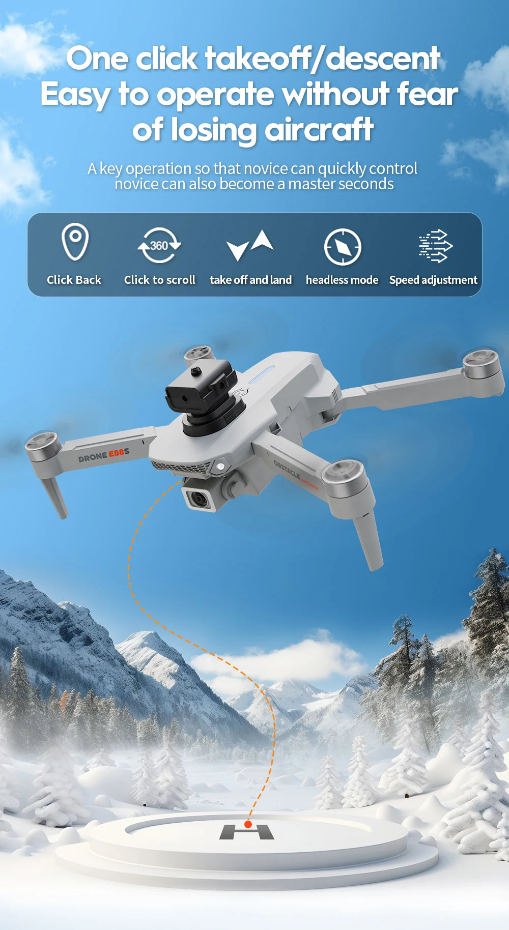 2024 New E88S Brushless Drone 8K HD Dual Camera Aerial Photography ObstacleA Voidance Flow Positioning Remote-Controlled Dron