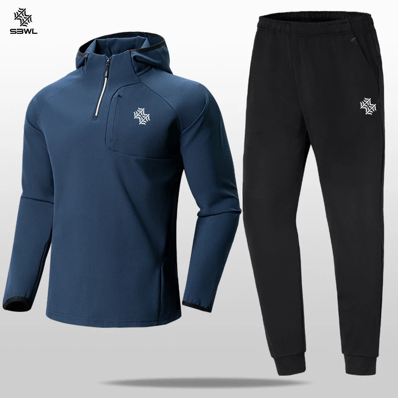 SBWL Men autumn and winter outdoor sports running fitness casual warm with long sleeve sports set indoor fitness casual clothing