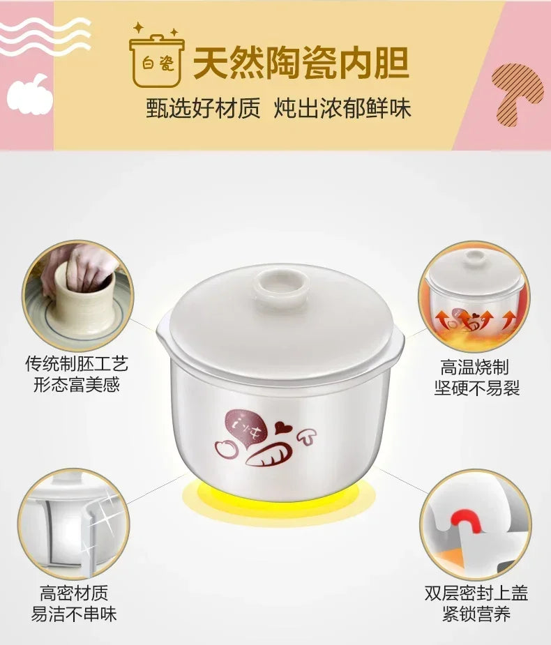 Baby Porridge Pot Stewpan Electric Stew Ceramic Cooker Cooking Purple Sand Stewing Appliances Kitchen Home Cuisin Bowl Pan Slow