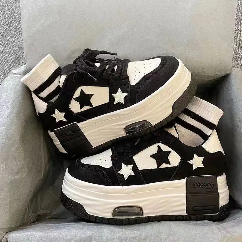 Women's Casual Sneakers Star Skateboard Trainers Mix Colors Tennis Shoes Skate Flats Outdoor Walking Sneaker Running Sport Shoes