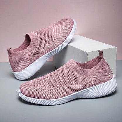 Women's Walking Shoes Wide Toe Box Knitted Slip-on Shoes for Women Comfortable and Soft Casual Work Loafer Shoes