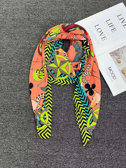 Foreign trade original order, Spanish fashion brand, new product, embroidered and printed multi style large square scarf