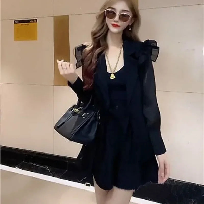 Short Sets for Women 2 Pieces Suit Formal Woman Shorts Two-piece Kit Outfit New Products Coordinated Classic Korean Style Trends