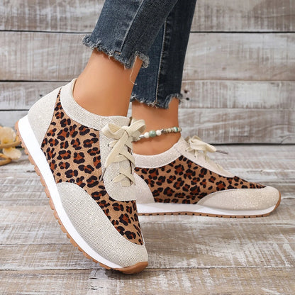 Women Casual Shoes Autumn Platform Leopard Sneakers Women Casual Flat Walking Shoes for Women Plus Size Outdoor Designer Shoes