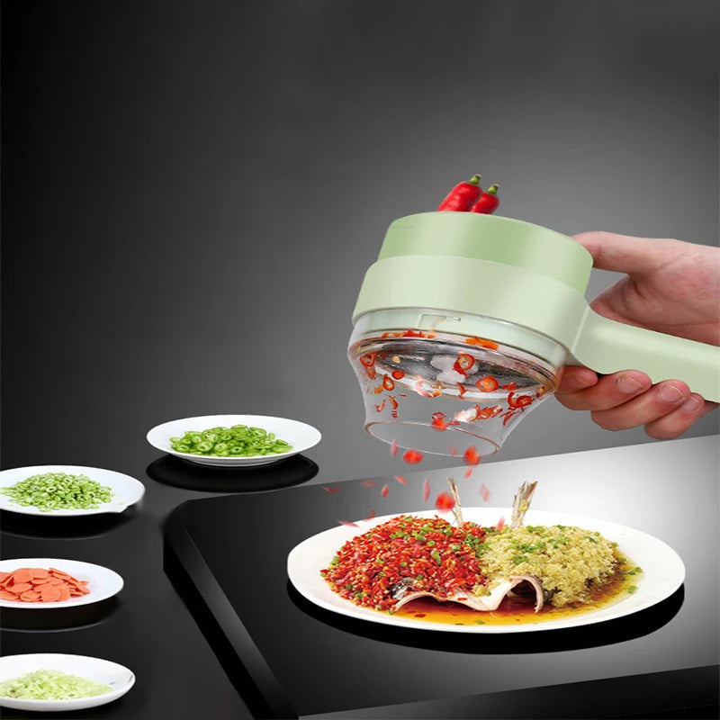 4In1 Multifunction Food Chopper Slicer Electric Vegetable Cutter Masher Wireless Garlic Crusher Grinder Mixer Kitchen Gadgets