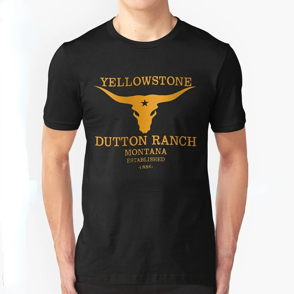 Yellowstone Dutton Ranch Montana Essential Popular Retro Tshirt Men Breathable Tops TV Shows Tees Western Cowboy Shirt