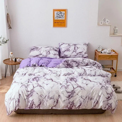 Marble Print Queen Bedding Set King Size Brushed Duvet Cover Set Soft Single Double Bed Quilt Cover Set Bedding Sets No Sheets