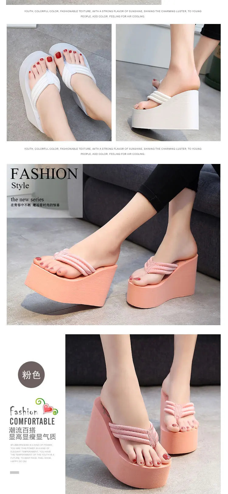 Comemore Super High Heels Wedges Flip Flops Women's Platform Slip-on Shoes 2023 Trend Heel Sandal 41 Summer Women Chunky Sandals