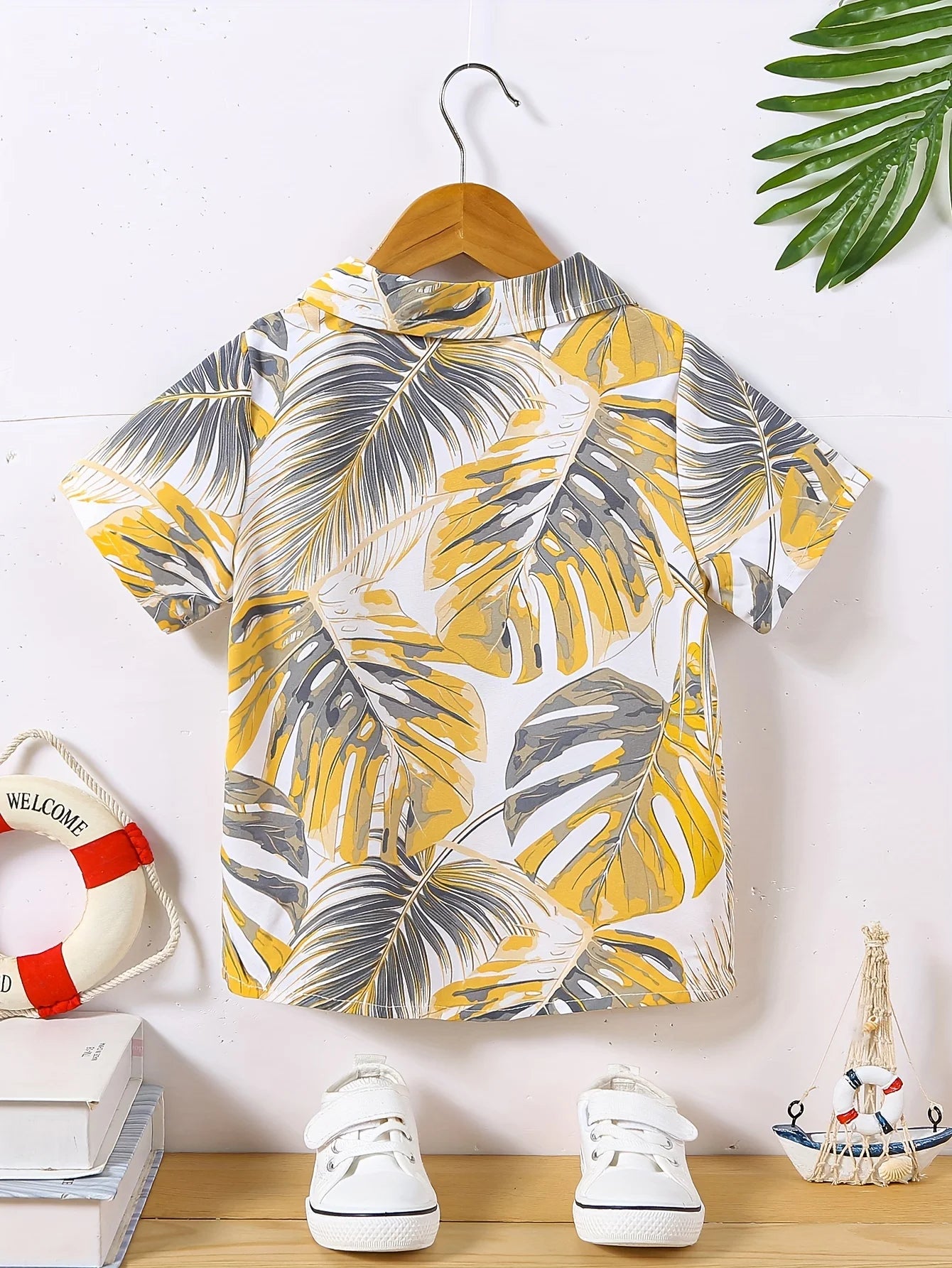 2024 Kids Clothes Boy Summer Shirt Beach and Palm Tree Theme Graphic 3D Print Shirt Casual Lightweight Short Sleeve Tee Shirt