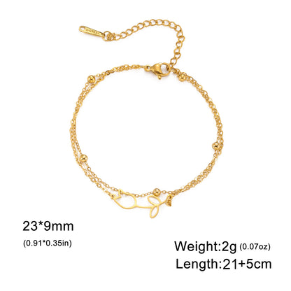 Kkjoy Fashion New Gold Color Stainless Steel Simple Adjustable Rose Flower Anklets For Women Leg Bracelets Jewelry Party Gifts