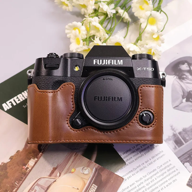 Suitable for Fuji X-T50 camera leather base micro single retro simple protective base leather cover wrist strap accessories