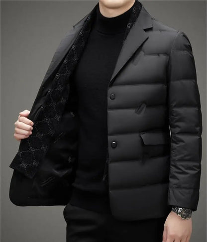 Down Suit Men's 2023 New Middle-aged Men's Winter Warm Western Duck Down Suit Winter Suit Jacket