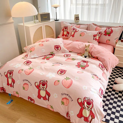 Disney Mickey Minnie Lotso Bedding Set Duvet Cover Bed Sheet Pillowcase Bedsheet Double Single King Queen Twin Size Home Textile