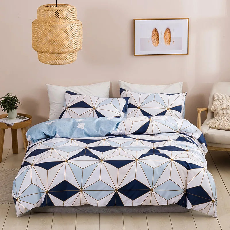 Geometric Print Queen Bedding Set Soft Comfortable King Size Duvet Cover Set Cheap Durable Single Double quilt cover  NO sheet