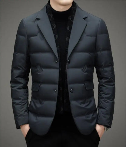 Down Suit Men's 2023 New Middle-aged Men's Winter Warm Western Duck Down Suit Winter Suit Jacket