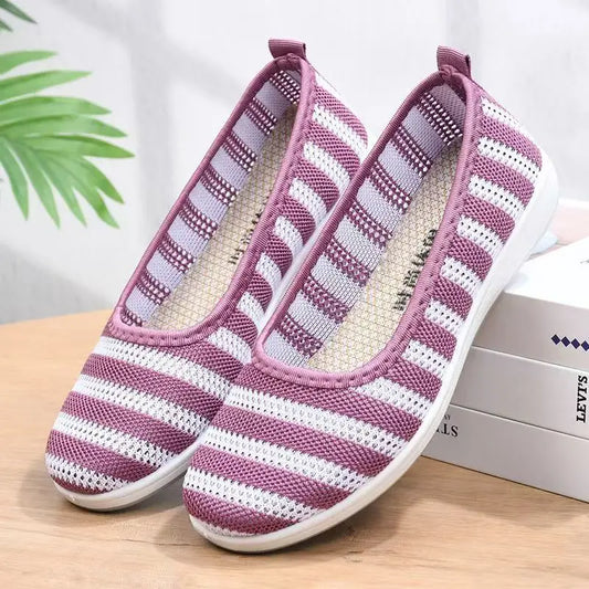 2024 New Women's Summer Mesh Casual Sports Shoes Soft Sole Non Slip Breathable Light Slip On Walking Shoes Elderly Shoes