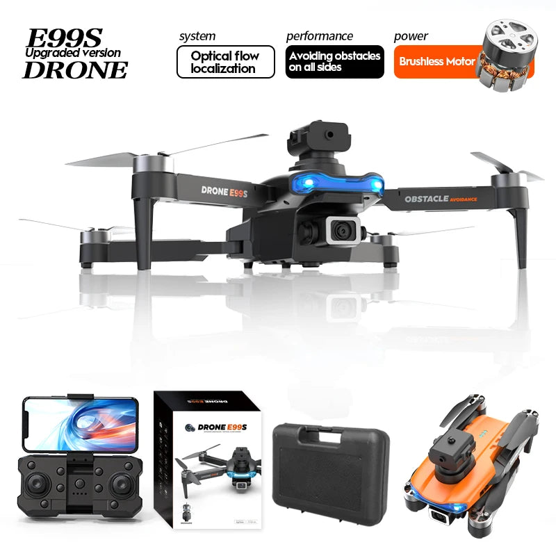 2024 New E99S Brushless Drone 8K HD Dual Camera Aerial Photography ObstacleA Voidance Flow Positioning Remote-Controlled Dron