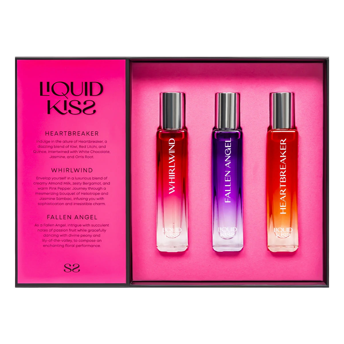 LIQUID KISS Eau De Parfum Spray Set Women's Perfume Gift Set Each 0.5 Ounce 3 Scents HEARTBREAKER FALLEN ANGEL WHIRLWIND Perfume