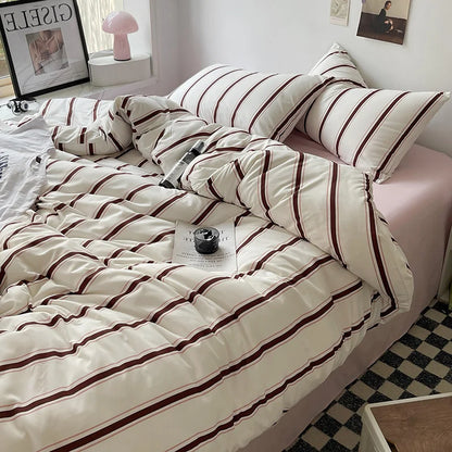 Bed Linen Bed Sheets Set Stripes Dots Duvet Cover Set Quilt Cover Bed Sheet Quilt Sets Queen Size INS Blogger Comforter Sets