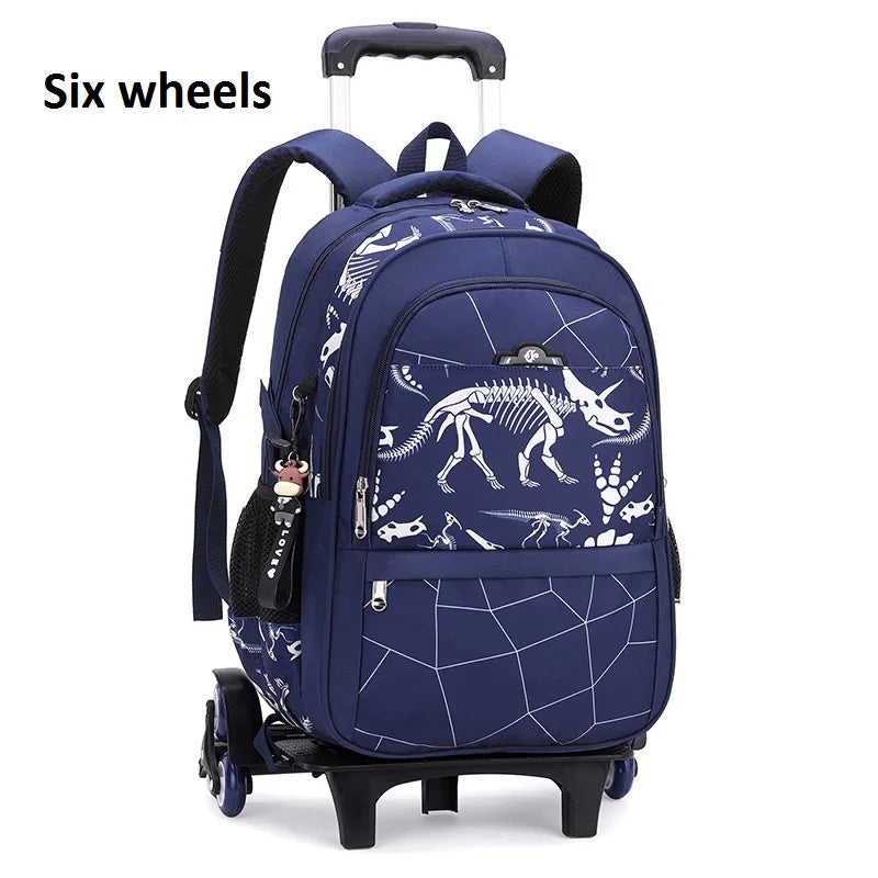 Waterproof School Bags for Boys Trolley Schoolbag Kids' Luggage Book Bags Men Backpack with 6 Wheels Stairs Mochila Escolar Sac