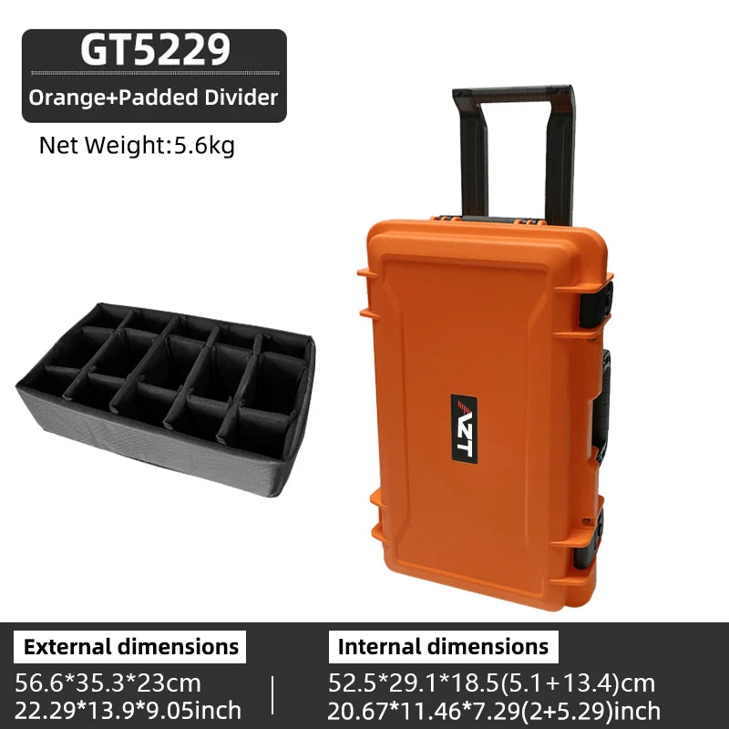 Waterproof Hard Case - Protective Roller Camera Case with Foam, Shock and Water Resistant, Padded Divider Available