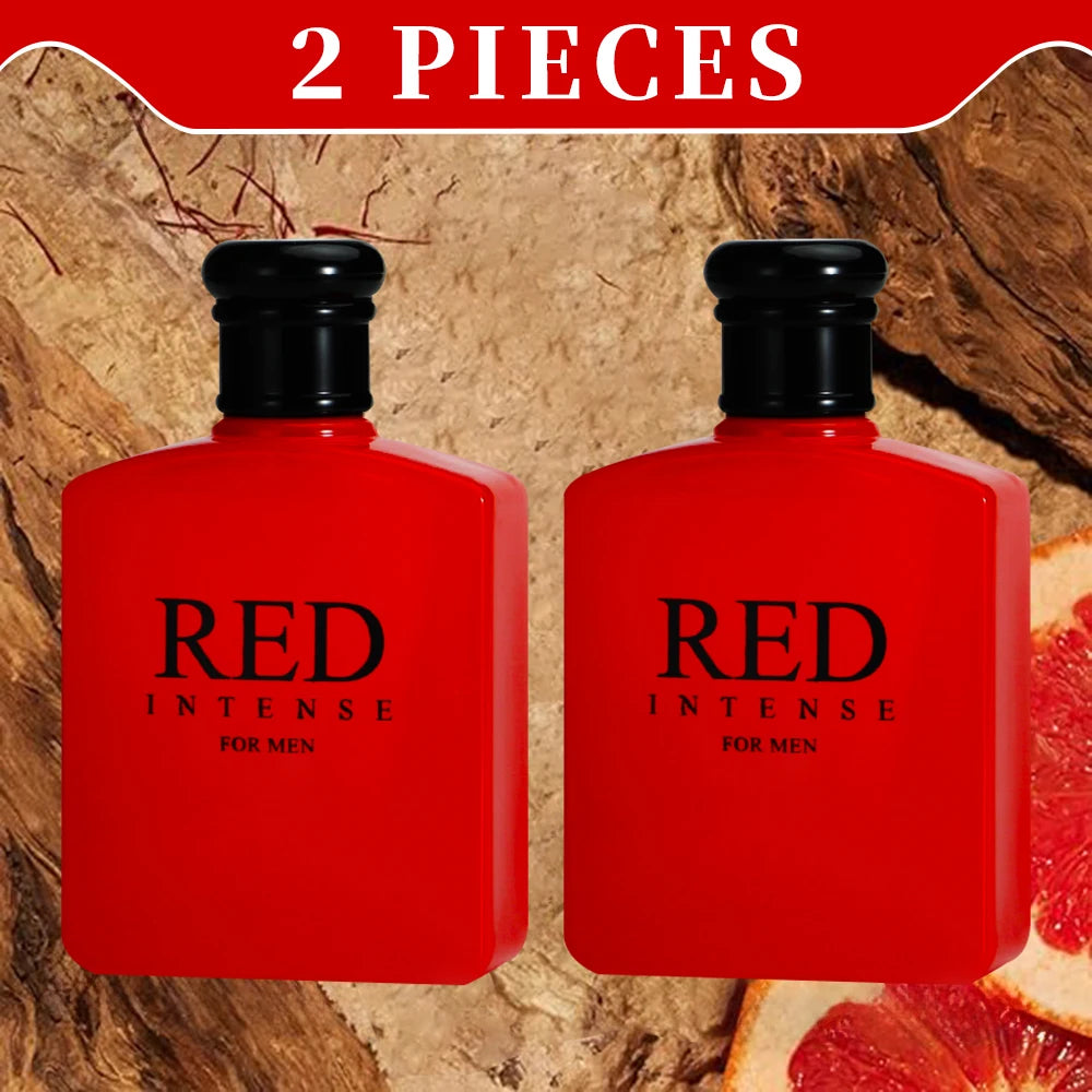 RED INTENSE Eau de Parfum Spray 2 Pcs 3.4 Ounce / 100 Ml  Multi-Layered Fragrance Aromatic Fragrance for Men Men's EDP Perfumes