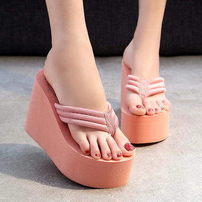 Comemore Super High Heels Wedges Flip Flops Women's Platform Slip-on Shoes 2023 Trend Heel Sandal 41 Summer Women Chunky Sandals