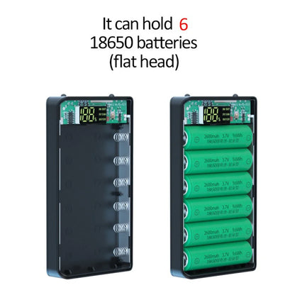 6X18650 Battery Charger Box Power Bank Case 18650 Battery Charging Box for Mobile Phone Charge, Standard Charge Black