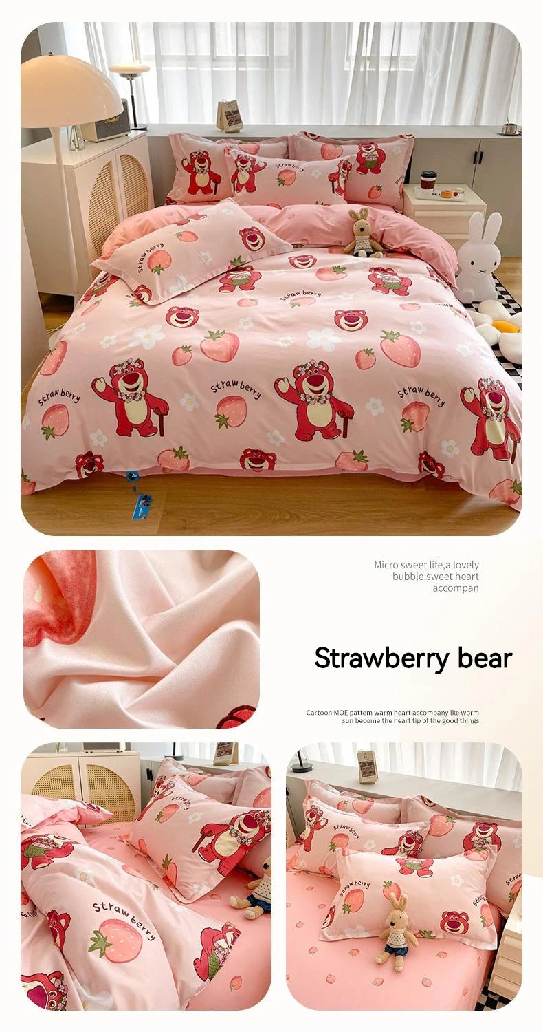 Disney Mickey Minnie Lotso Bedding Set Duvet Cover Bed Sheet Pillowcase Bedsheet Double Single King Queen Twin Size Home Textile