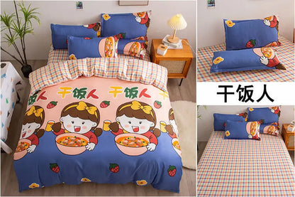 Sanrio Hello Kitty Cotton Bedding Set Cute Double Flat Sheet Duvet Cover Pillowcase Bed Linens Girl Dorm Bedclothes Home Textile