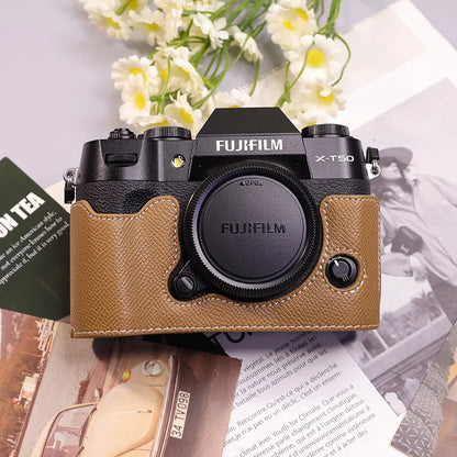 Suitable for Fuji X-T50 camera leather base micro single retro simple protective base leather cover wrist strap accessories