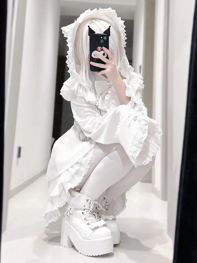 Women's Lolita Outfits Women's Mine Series Mass Production Japanese Slim-Fit Long Sleeve Velvet Dress and Shorts Two-piece Set