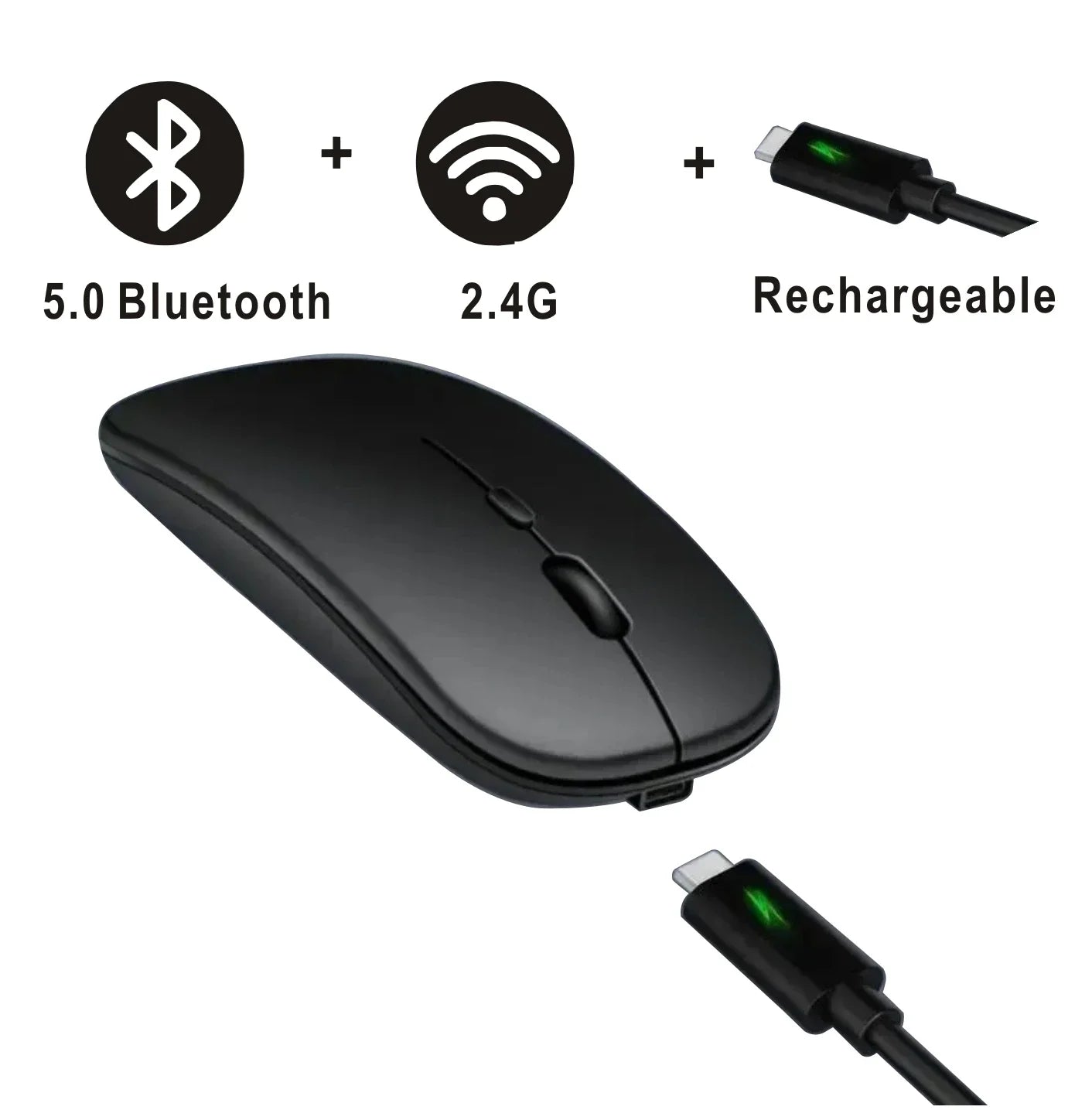 Mouse Rechargeable  Bluetooth Wireless Dual Mode 5.1 BT Silent Computer  gaming  Ergonomic Mouse for PC Laptops 2.4 USB