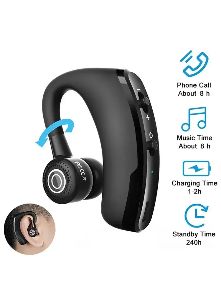 V9 Single Earphones Long Standby Business Headphones Waterproof Mono Headset Outdoor HD Call Bluetooth Wireless Earbuds with Mic